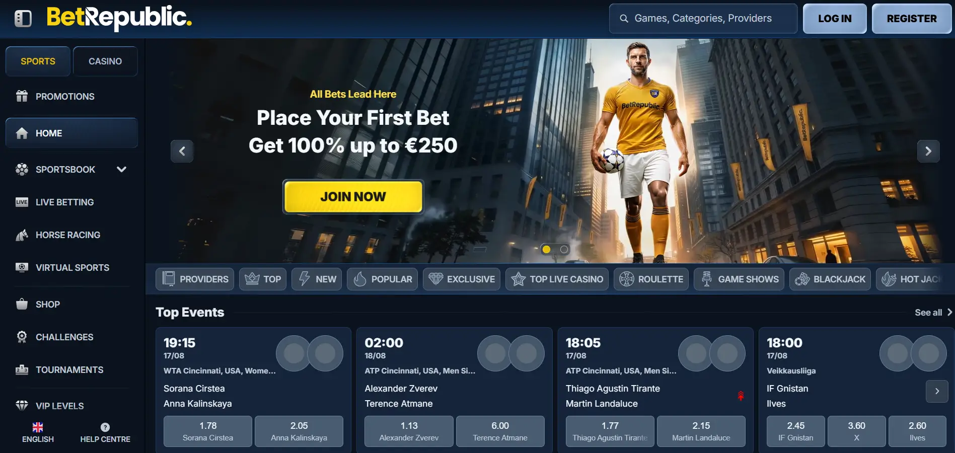 BetRepublic Casino Screen