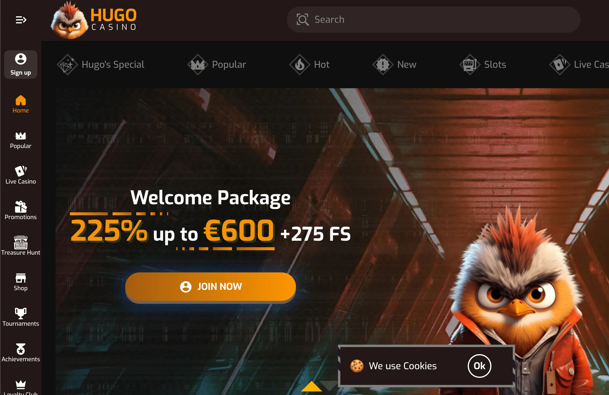 Hugo Casino Screen